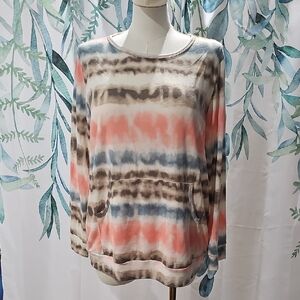 BE STAGE french terry tie dye sweatshirt in pink/blue